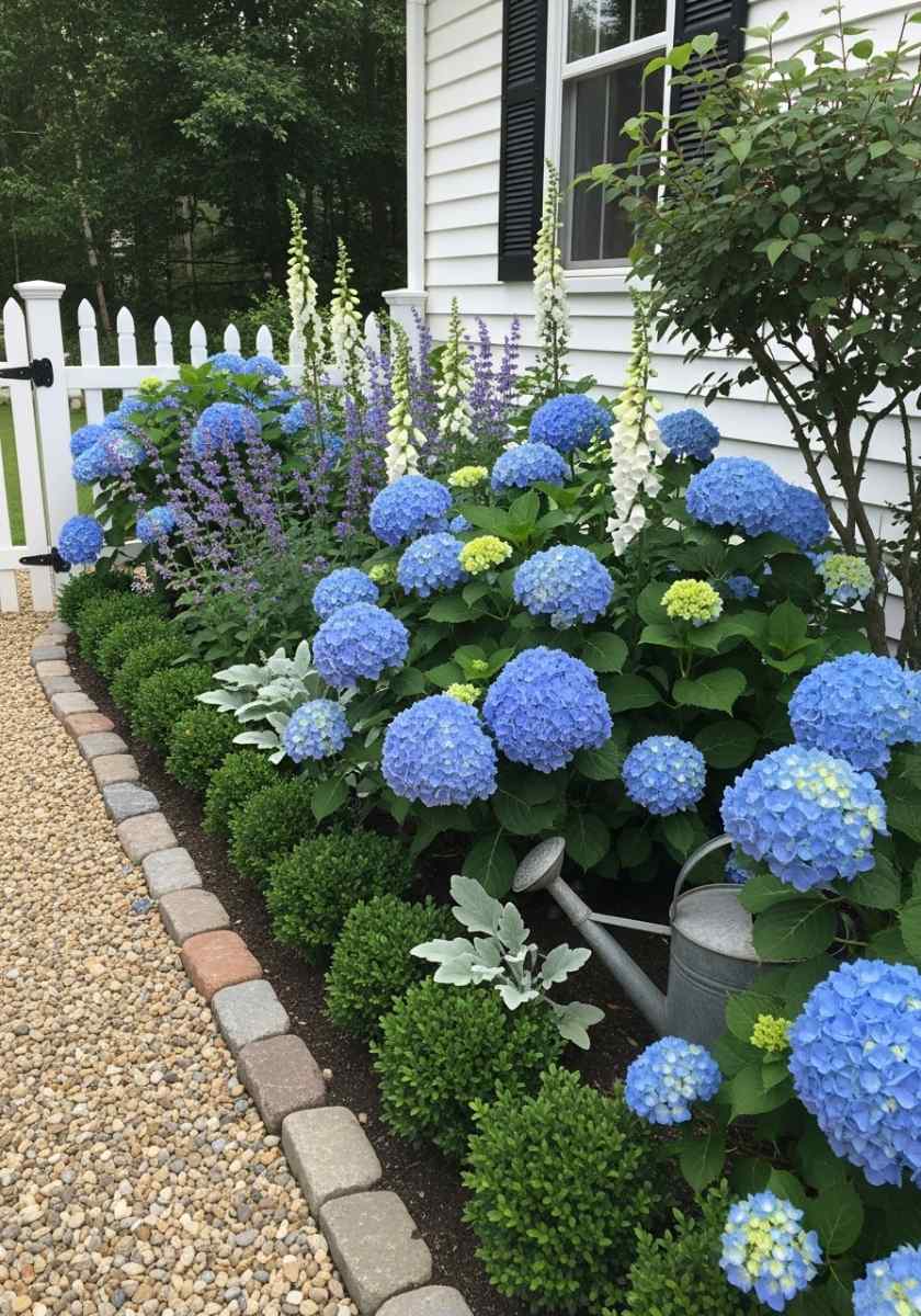 Blue Haven Cottage Border for hydrangea garden design ideas