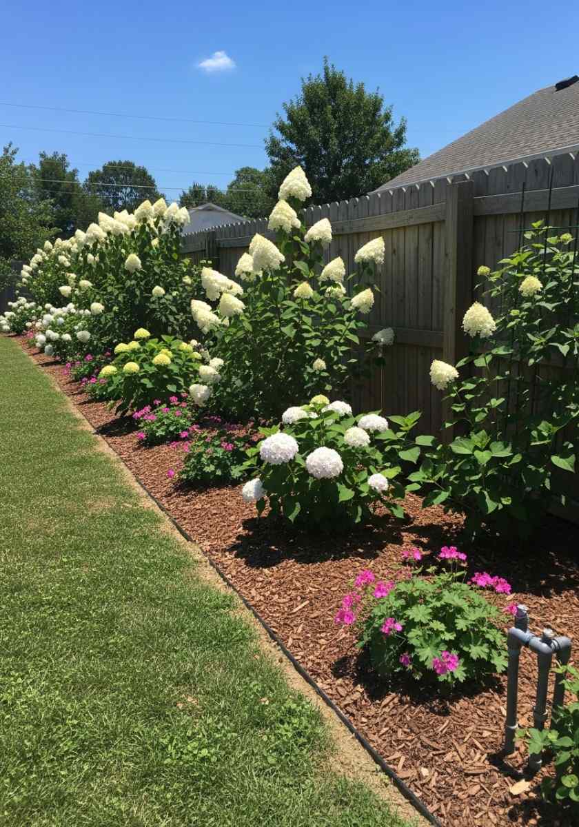 Fence-Line Hydrangea Screen — garden design with hydrangeas for boundaries