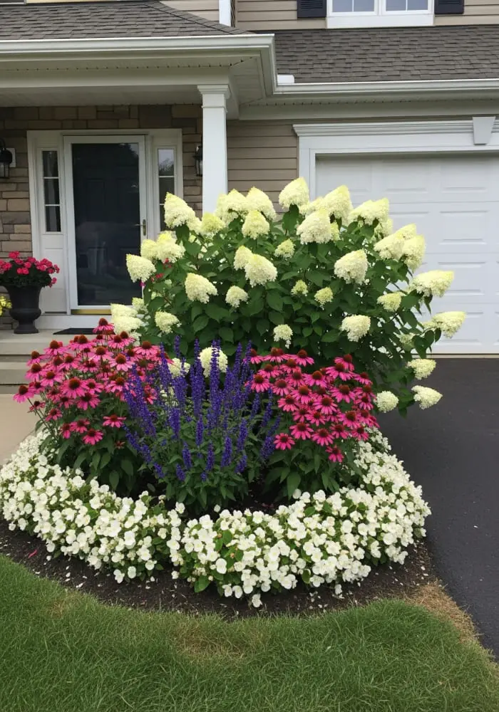Hydrangeas in front of house