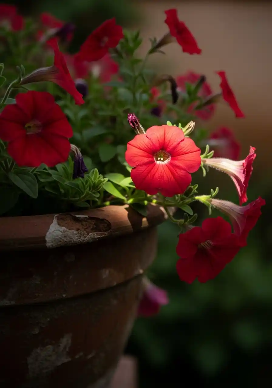 Petunias (red varieties)