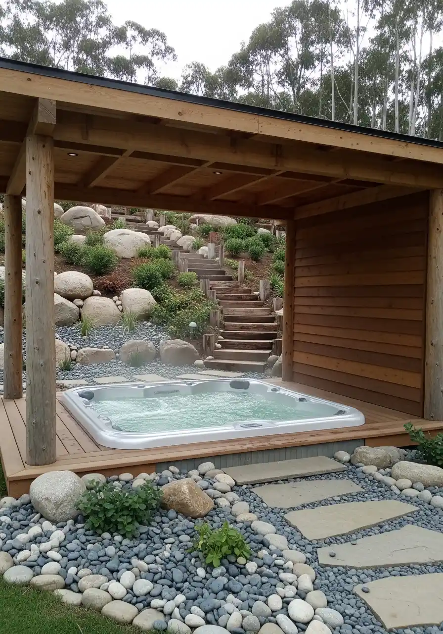 backyard hot tub landscaping