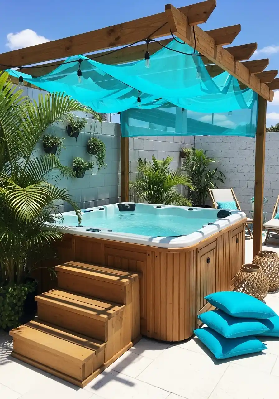 backyard hot tub landscaping