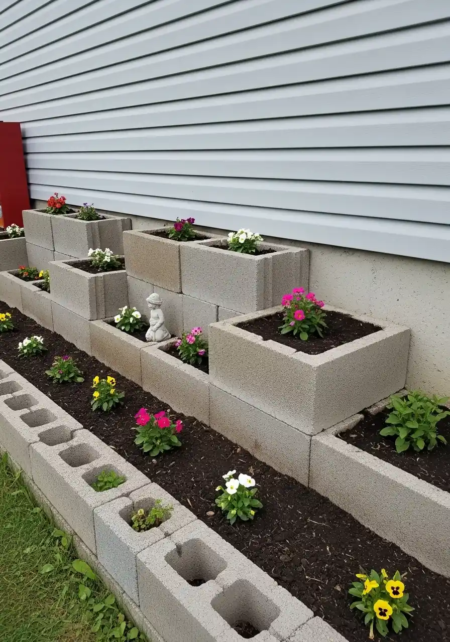 cinder block garden border
