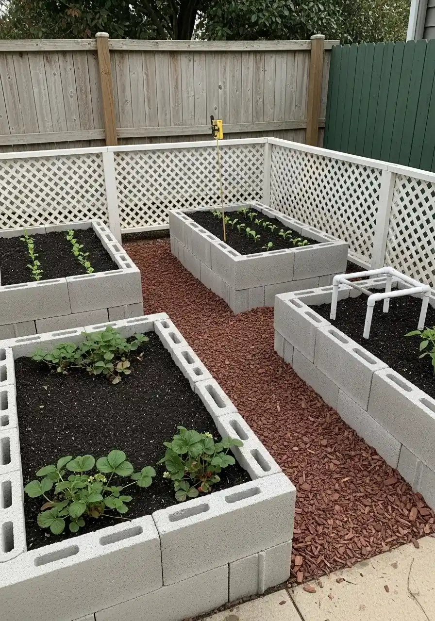 cinder block garden border