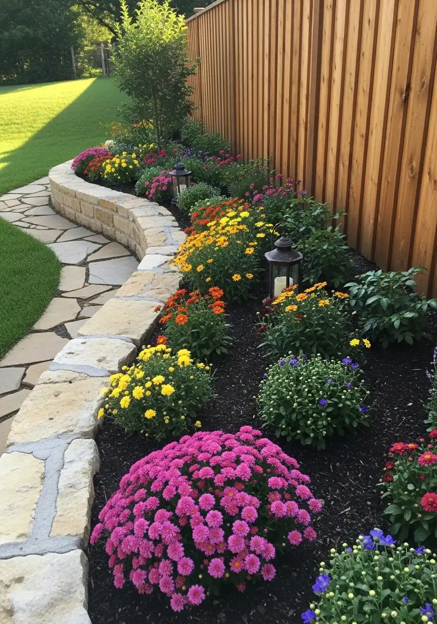 fence border landscaping backyard ideas