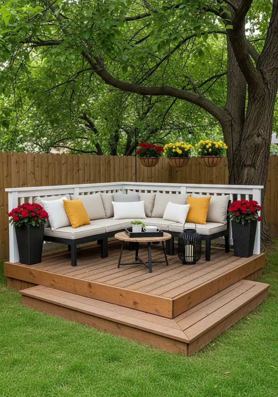 shaded backyard landscaping