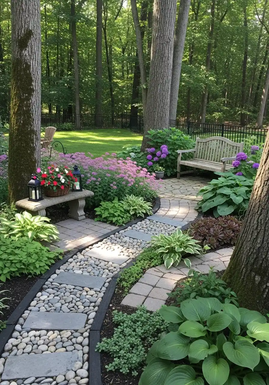 shady backyard landscaping