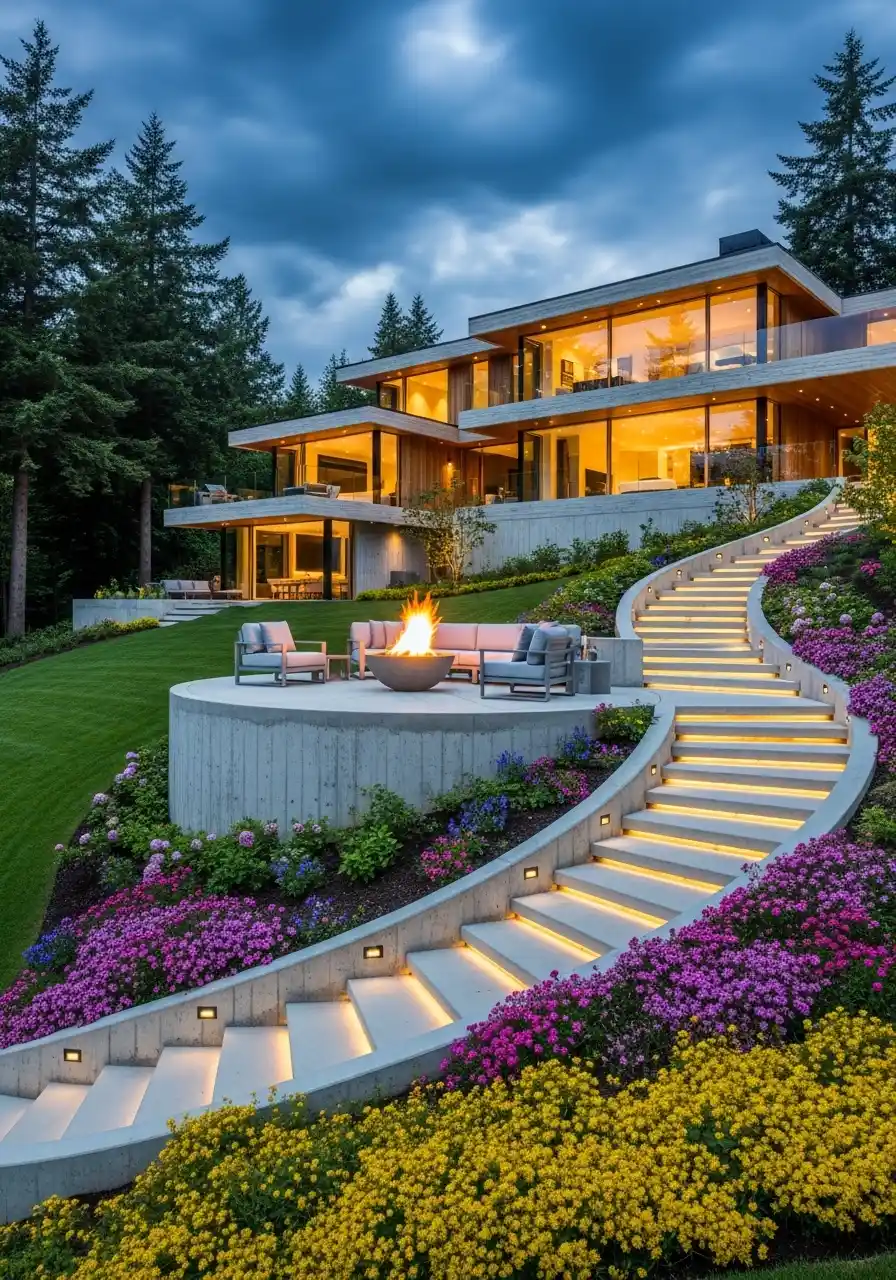 sloped backyard landscaping 