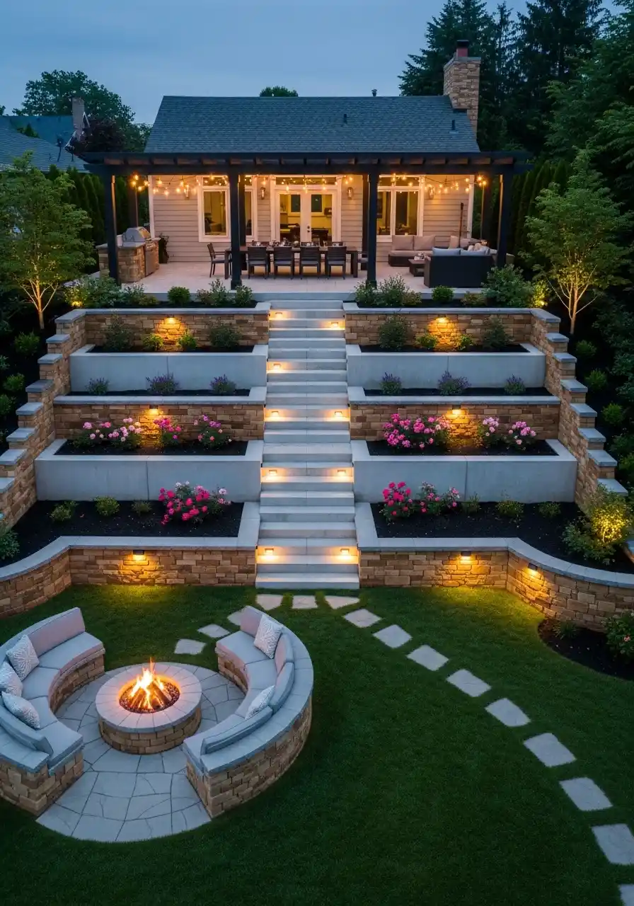 sloped backyard landscaping 