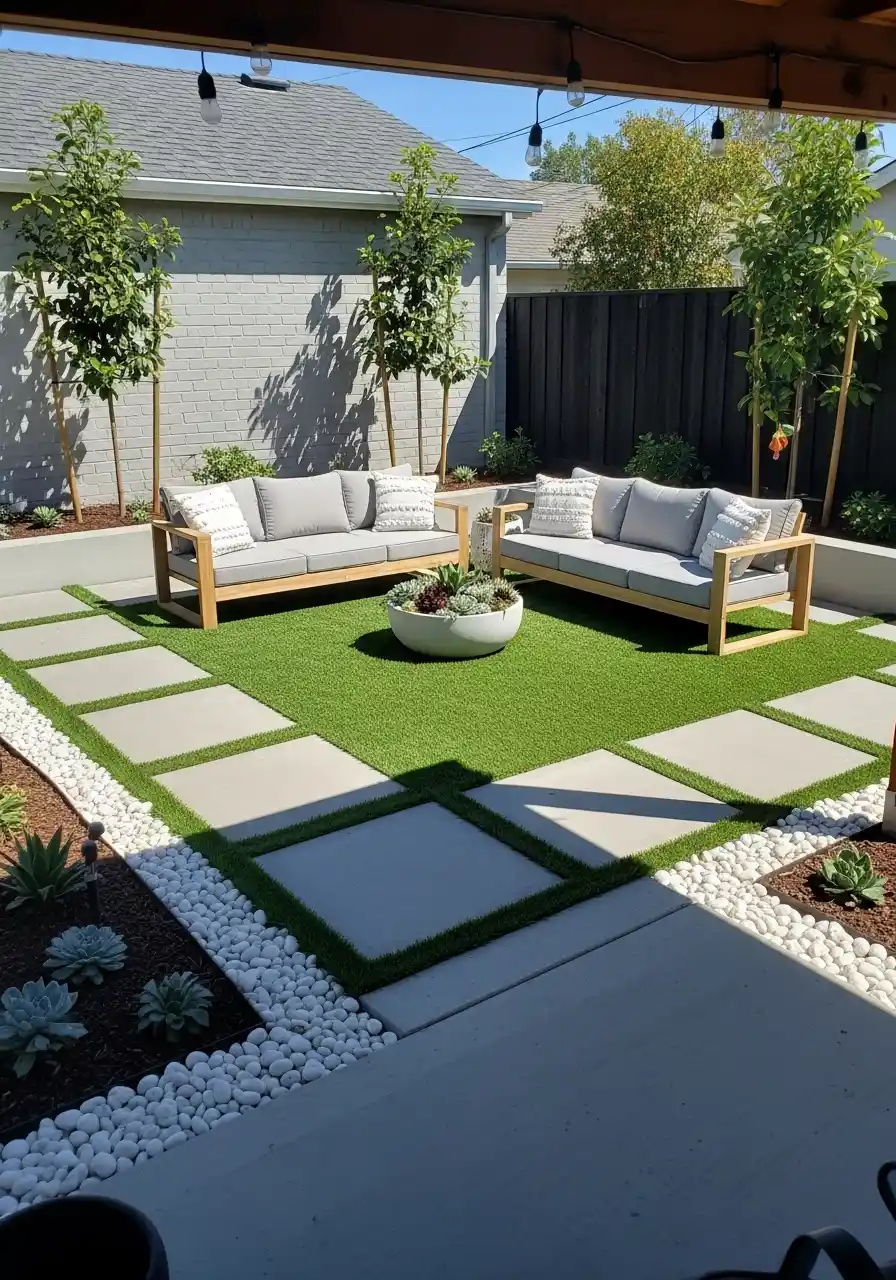 square backyard landscaping