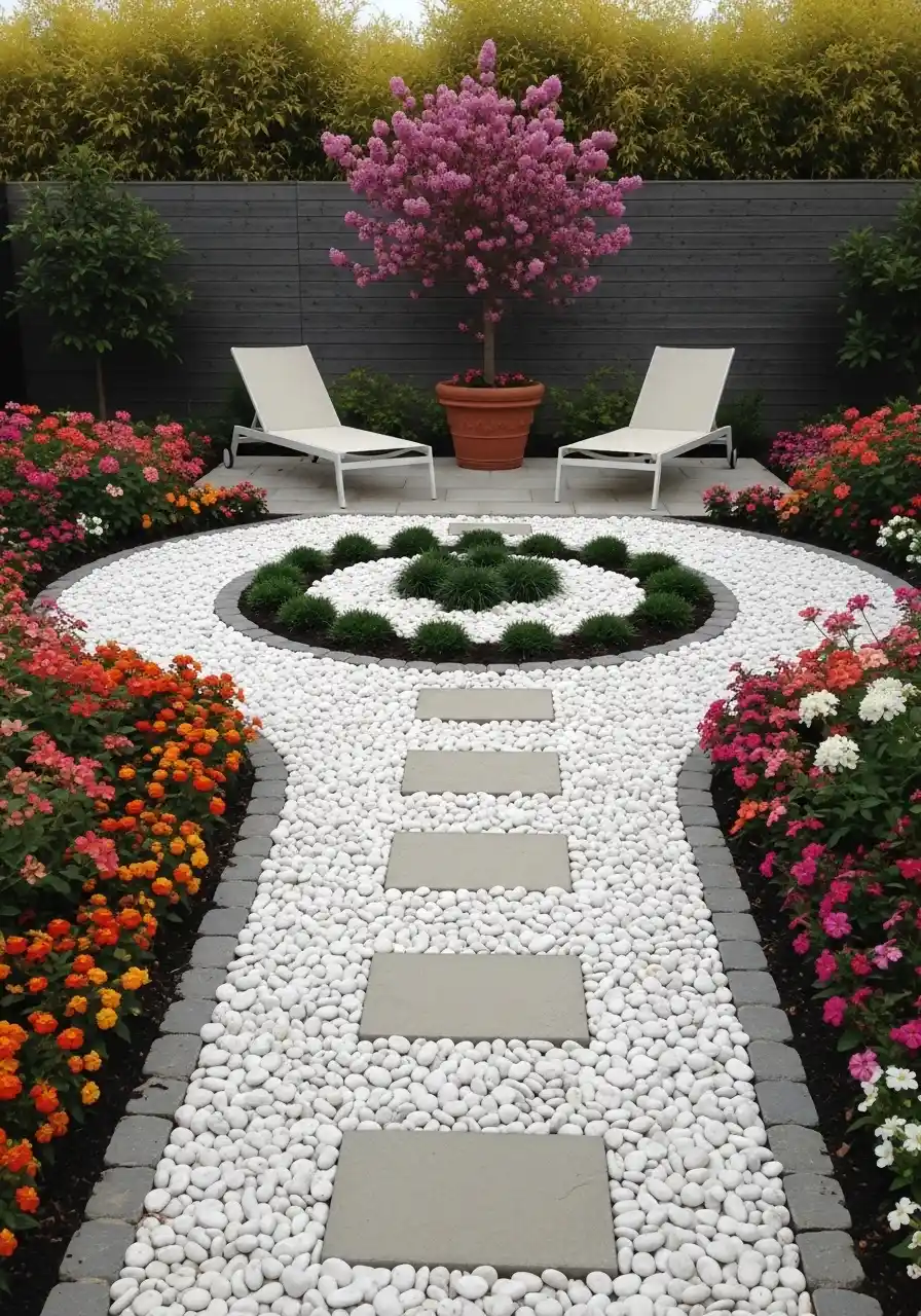 white pebble garden ideas