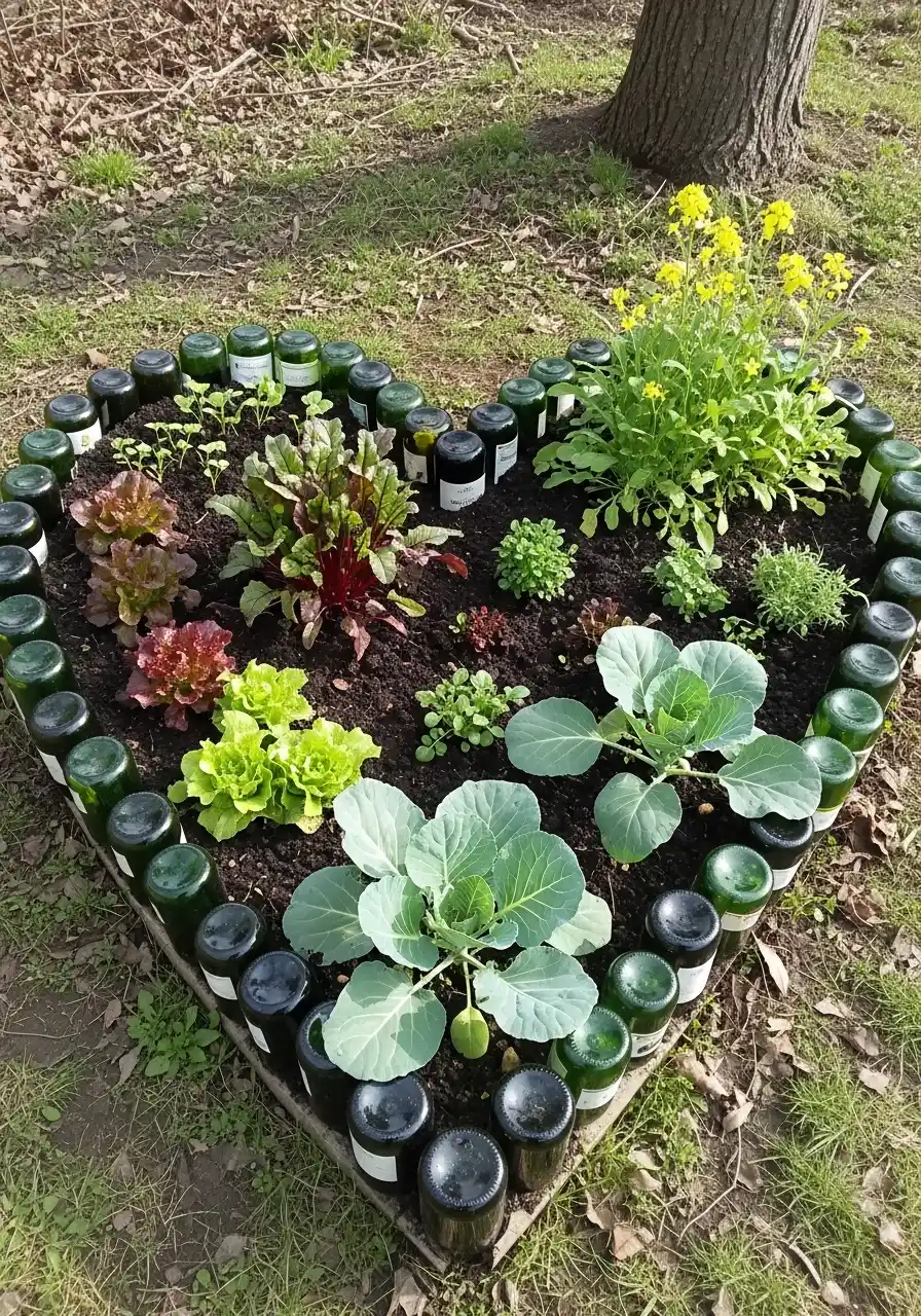 wine bottle garden border